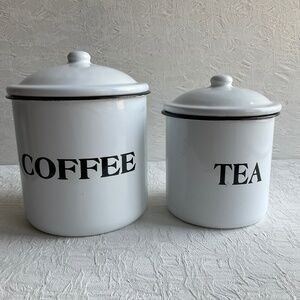 Enamelware Retro metal 2-piece Canister Set with Lids